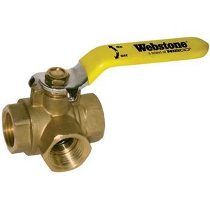 Picture of Webstone 40643 3 Way L-Port Ball Valve - 3/4 in.